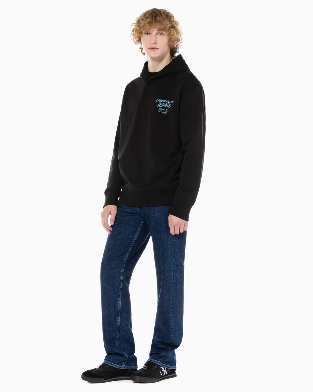 Buy 남성 90's 스트레이트핏 기모 미드블루 데님 in color MID BLUE BACK EMBRO