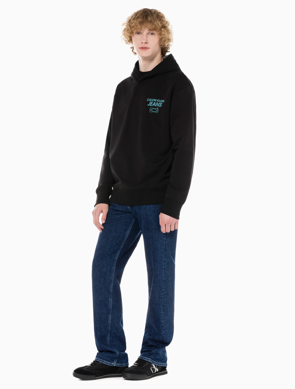 Buy 남성 90's 스트레이트핏 기모 미드블루 데님 in color MID BLUE BACK EMBRO