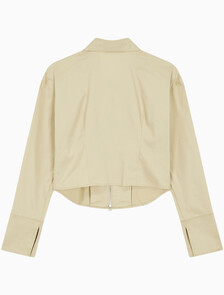 Buy 여성 지퍼 코튼 롱 슬리브 탑 in color PALE KHAKI