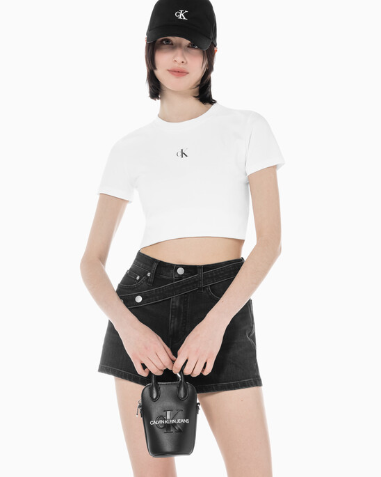 여성 CKJ 미니멀 모노그램 카메라백