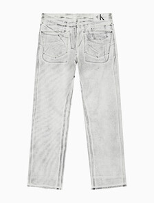 Buy 남성 90's 스트레이트핏 화이트 블랙 데님 in color MID BLUE BACK EMBRO