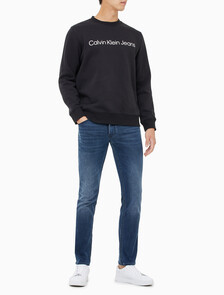 Buy 남성 레귤러핏 인스티튜셔널 로고 기모 스웨트셔츠 in color CK BLACK