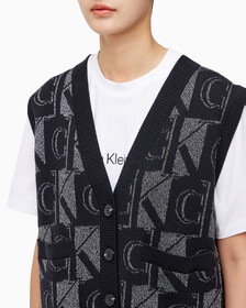 Buy 여성 프리미엄 라인 메탈릭 올오버프린트 베스트 in color CK BLACK