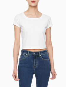 Buy 여성 쿨링 로고 베이비 티셔츠 in color BRIGHT WHITE