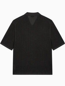 Buy 남성 레귤러핏 메쉬 버튼 반팔 스웨터 in color PIRATE BLACK