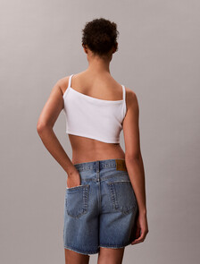 Buy 여성 우븐라벨 베이비립 크롭 탱크 in color BRIGHT WHITE