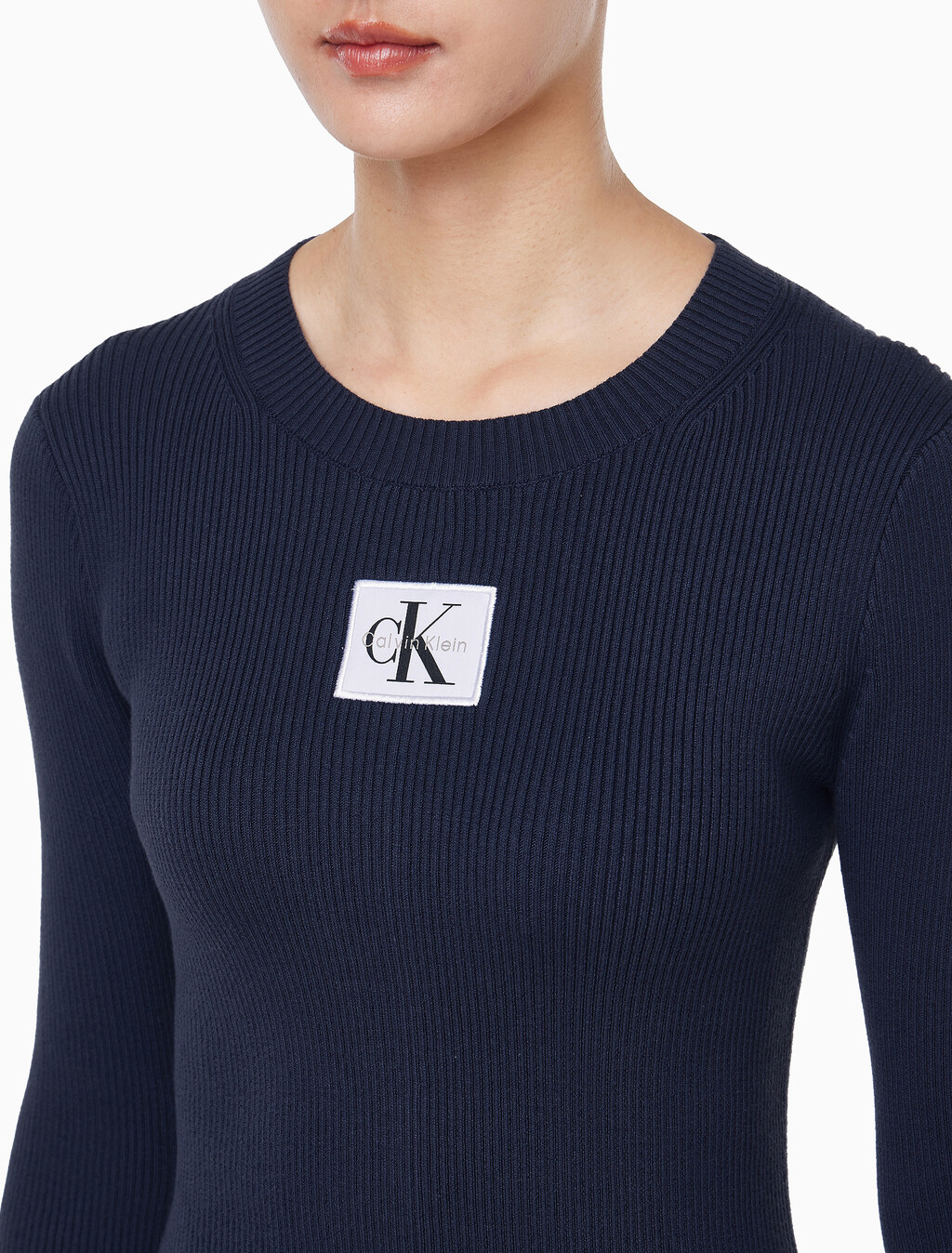 Buy 여성 L/S 핏 앤 플레어 미디 드레스 in color Navy