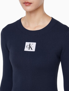 Buy 여성 L/S 핏 앤 플레어 미디 드레스 in color Navy