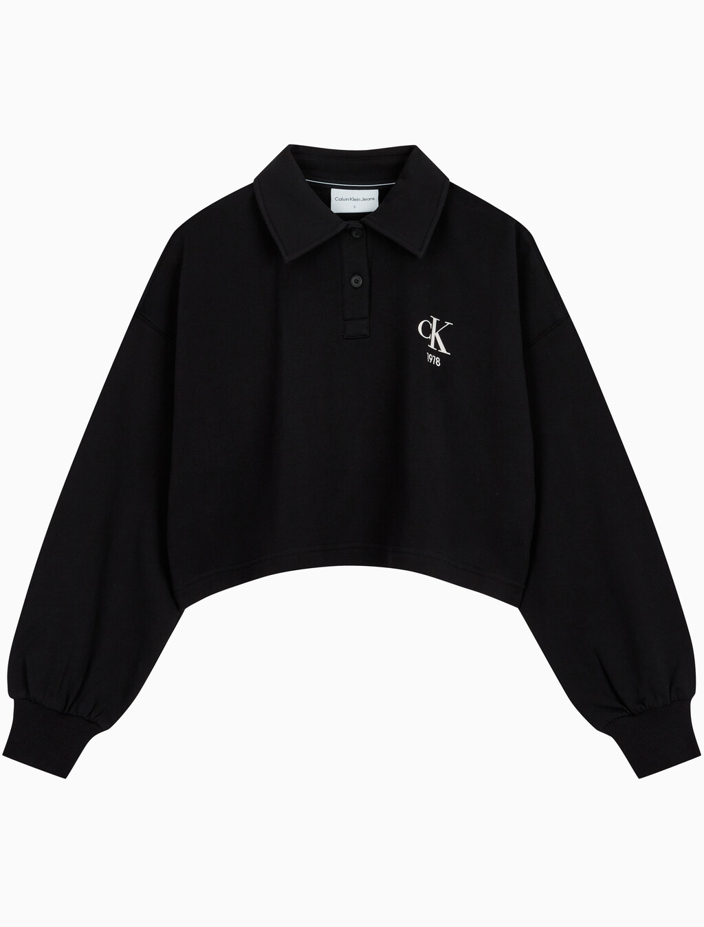 Buy 여성 바시티 폴로 넥 풀오버 스웻셔츠 in color CK BLACK