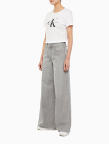 Buy 여성 로우라이즈 루즈핏  그레이  데님 in color GREY STEPPED RELEASE HEM