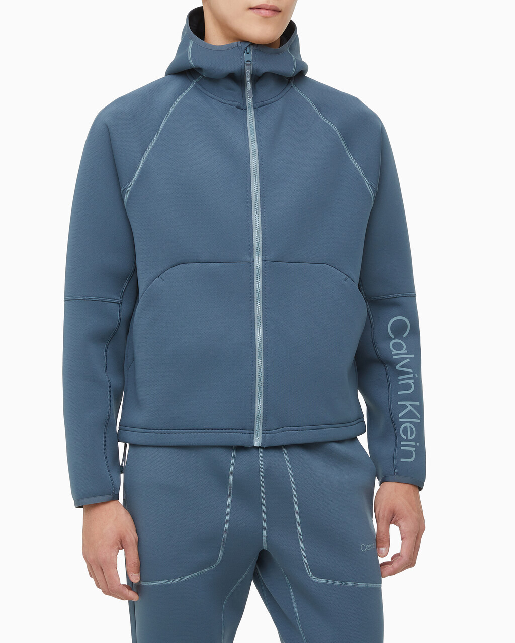 Buy 남성 릴렉스핏 풀집업 후디 in color OCEAN TEAL/ BLK