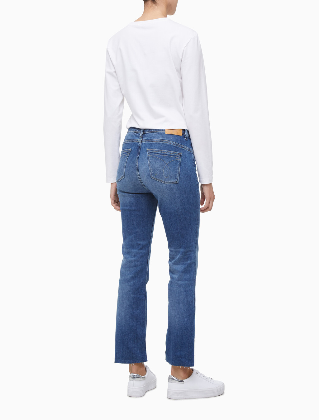 Buy 여성 하이라이즈 부츠핏 미드블루 데님 in color BLUE BLACK HANGER LOOP