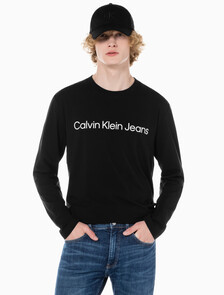Buy 남성 레귤러핏 인스티튜셔널 긴팔 티셔츠 in color CK BLACK