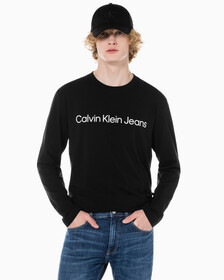 Buy 남성 레귤러핏 인스티튜셔널 긴팔 티셔츠 in color CK BLACK