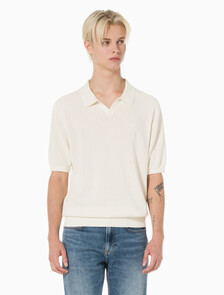 Buy 남성 CK 로고 폴로 반팔 스웨터 in color WHITE