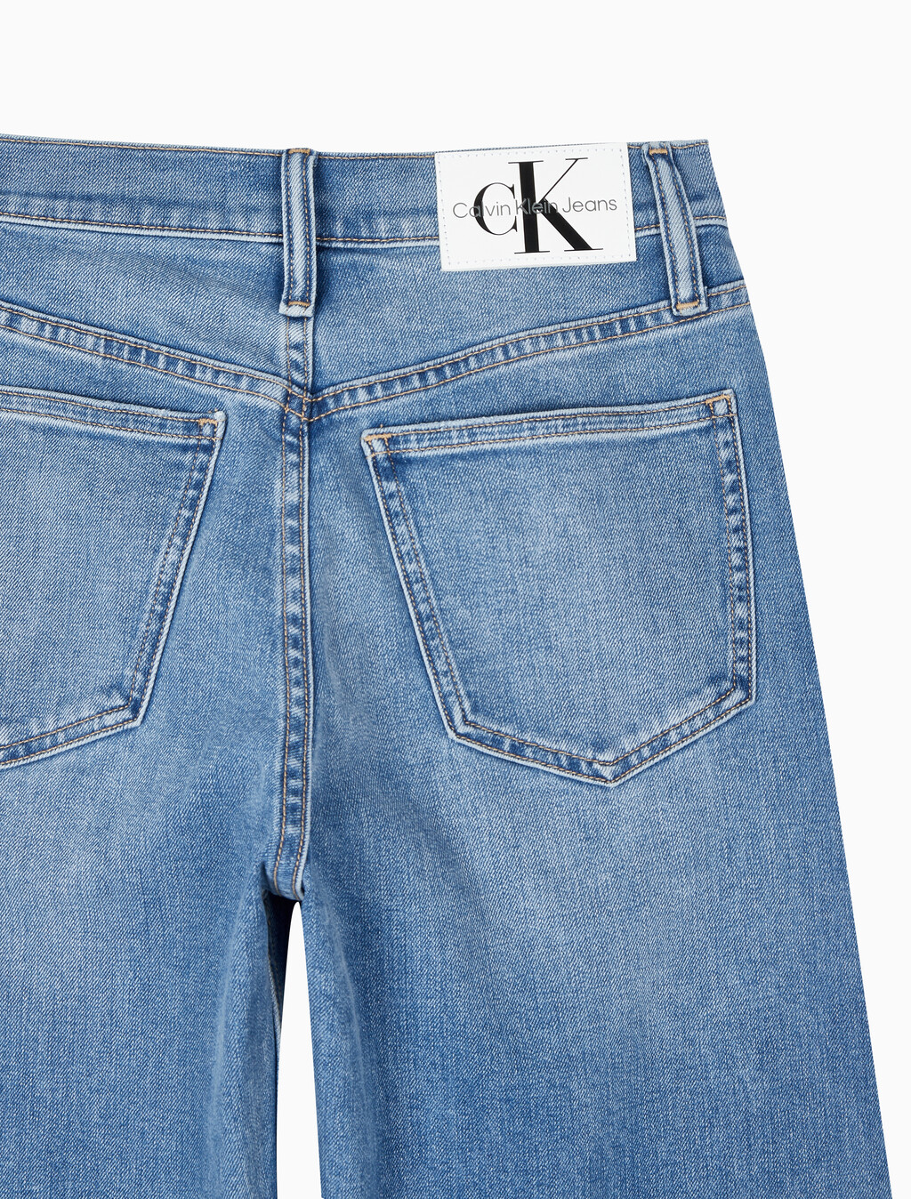 Buy 여성 하이라이즈 와이드핏 미드블루 37.5 기능성 데님 in color MID BLUE BACK EMBRO