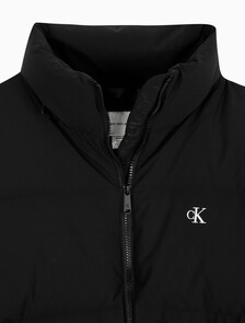Buy 여성 글로시 립스탑 미드 랭스 후드 다운 in color BLACK