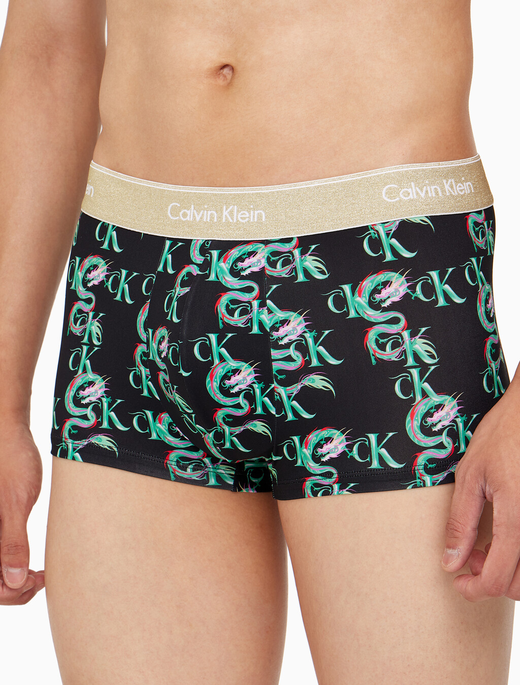 Buy 남성 CNY 드래곤 로우라이즈 드로즈 in color BLACK/GREEN PRINT