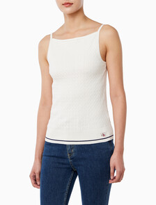 Buy 여성 슬림핏 우븐라벨 케이블 탱크 in color TOFU