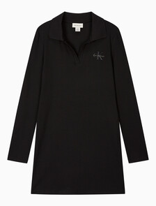 Buy 여성 L/S 모노로고 립 폴로 미니 드레스 in color BLACK