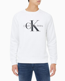 Buy 남성 레귤러핏 모노그램 로고 기모 스웨트셔츠 in color BRIGHT WHITE