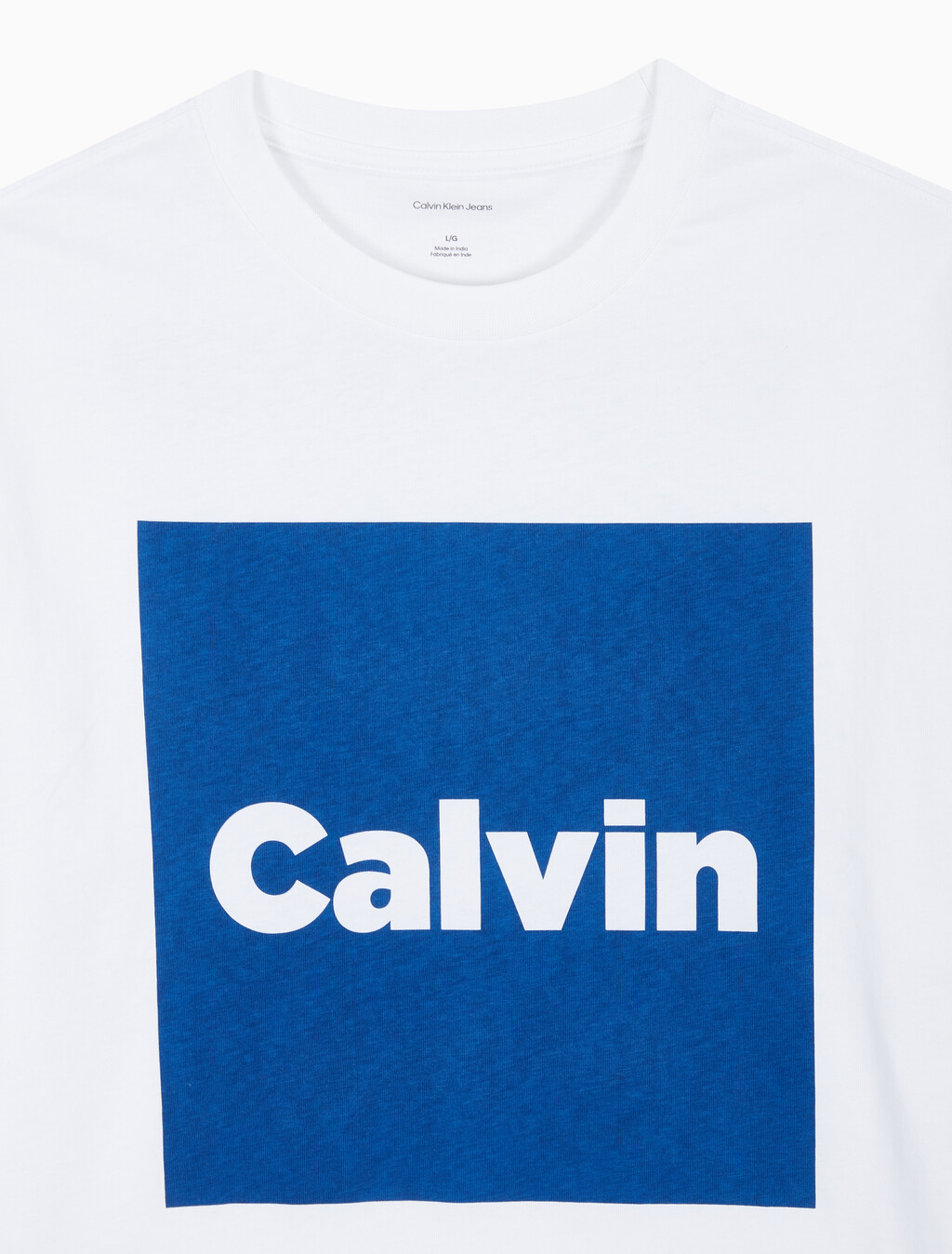 Buy 남성 캘빈 박스로고 반팔 티셔츠 in color BRILLIANT WHITE