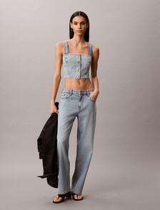 Buy 여성 데님 트러커 탱크 in color Light Grey