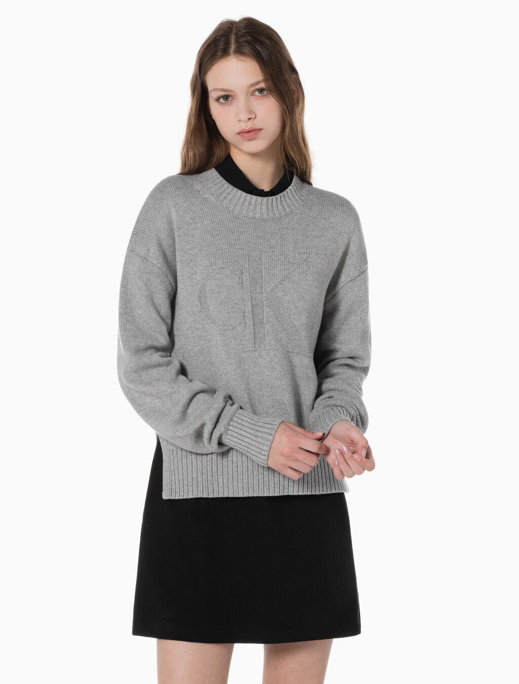 Buy 여성 인타르시아 루즈 스웨터 in color GREY