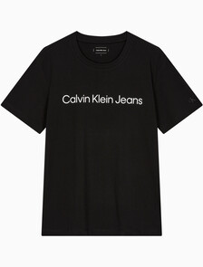 Buy 남성 레귤러핏 인스티튜셔널 로고 반팔 티셔츠 in color CK BLACK