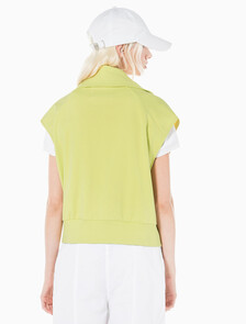 Buy 여성 드롭숄더 하프집업 슬리브리스 니트탑 in color YELLOW SAND