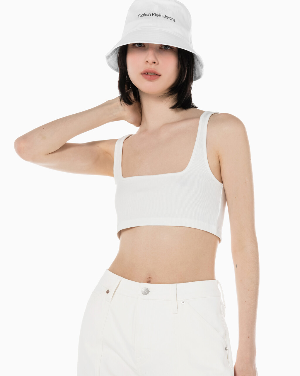 Buy 여성 레더패치 립 브라렛 in color GREIGE