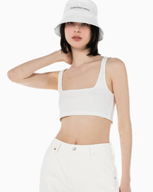 Buy 여성 레더패치 립 브라렛 in color GREIGE