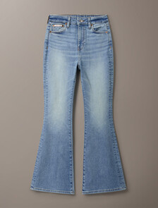 Buy 여성 하이라이즈 플레어 데님 in color Light Blue