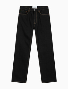 Buy [손흥민 캡슐] 남성 릴렉스 스트레이트핏 데님 진 in color BLACK
