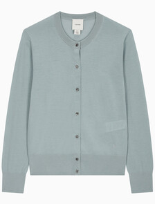 Buy 여성 롱슬리브 테크 메리노 울 가디건 in color KHAKI GREY