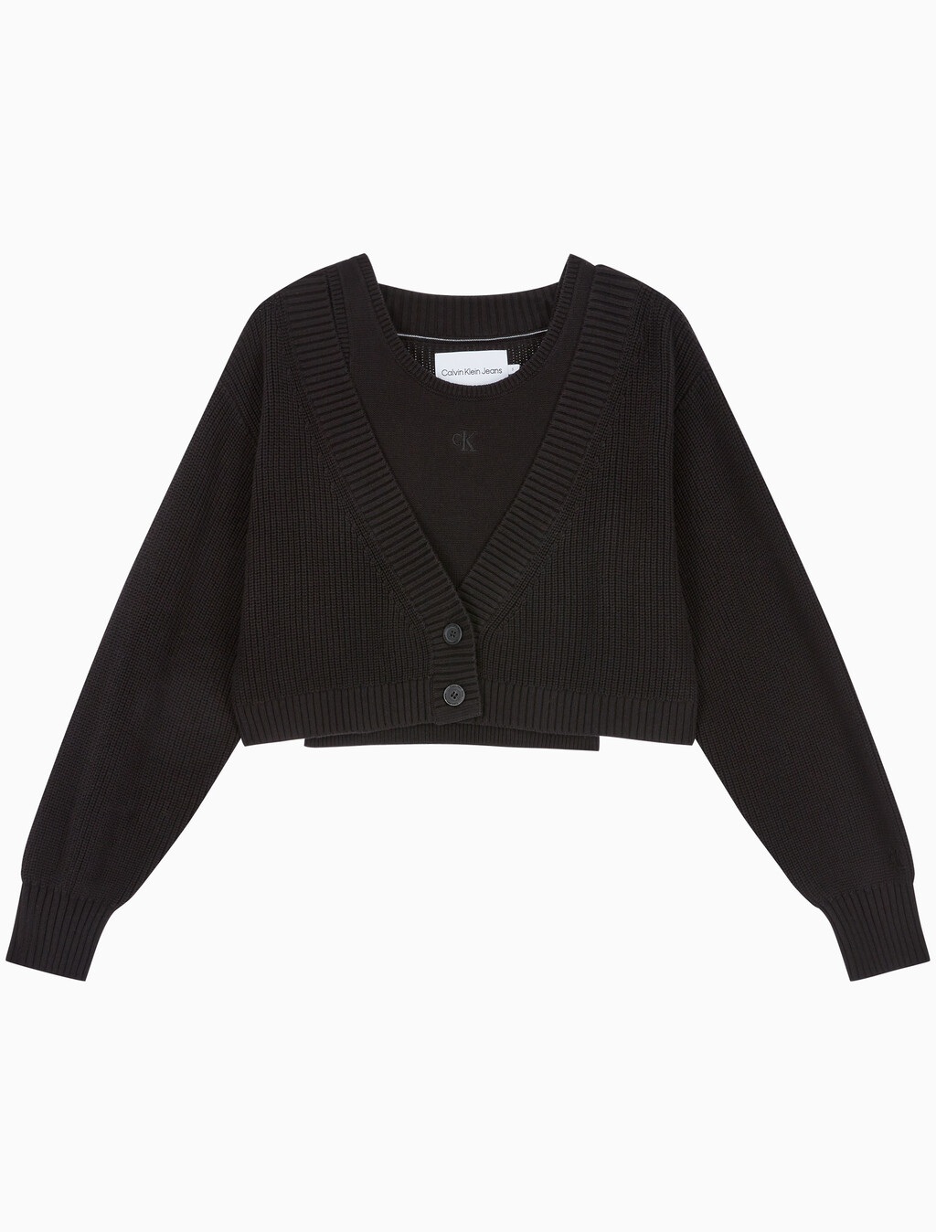 Buy 여성 투인원 패션 가디건 in color CK BLACK