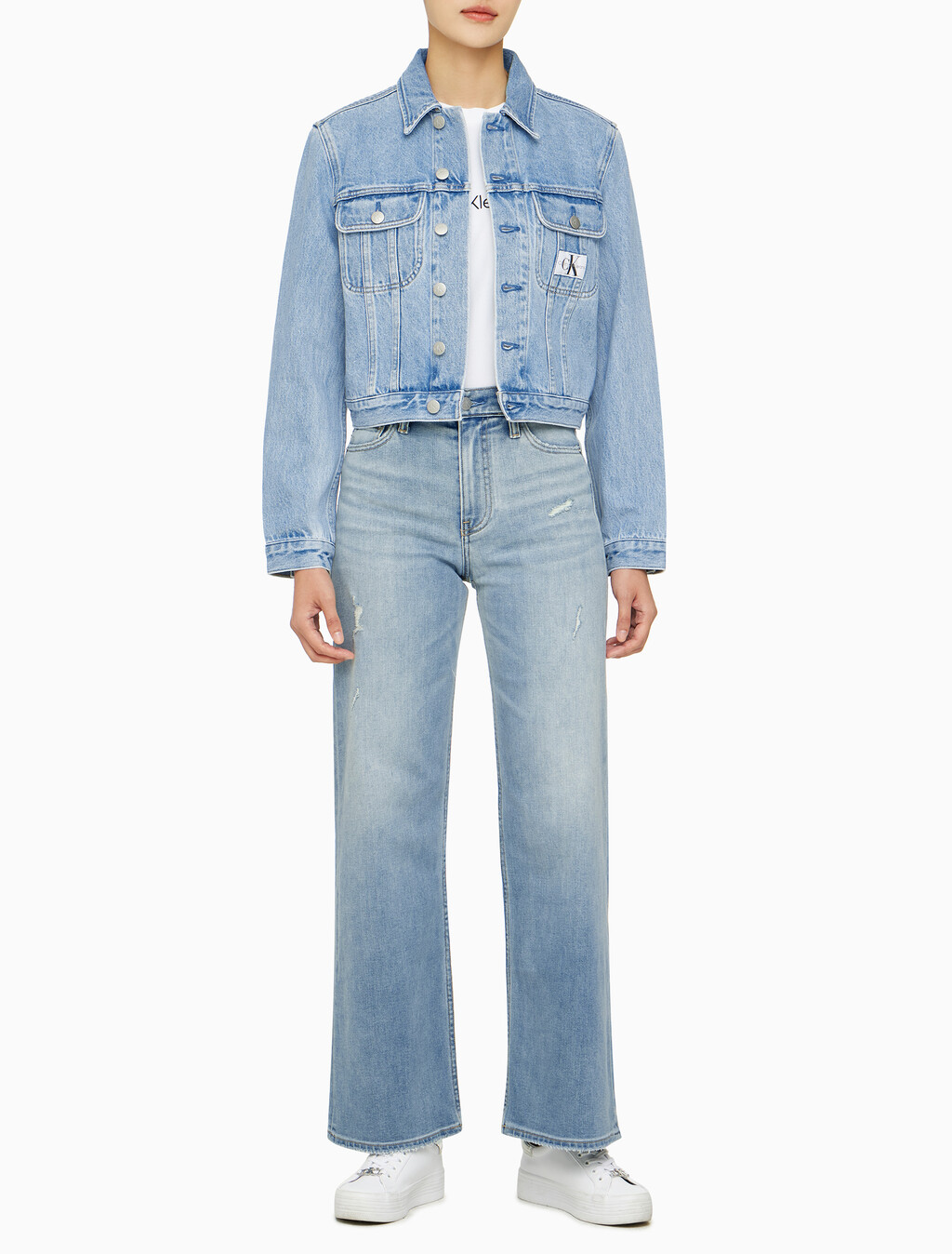 Buy 여성 크롭 90'S 데님 자켓 in color CHALKY BLUE
