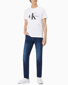 Buy 남성 레귤러핏 모노그램 앰브로이더리 로고 반팔 티셔츠 in color BRIGHT WHITE