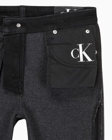 Buy 여성 하이라이즈 바디 부츠핏 앵클 블랙 기모 데님 in color WASHED BLACK LOGO LACE