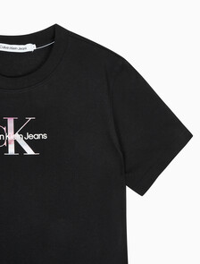 Buy 여성 모노그램 로고 모던 스트레이트핏 반팔 티셔츠 in color CK BLACK
