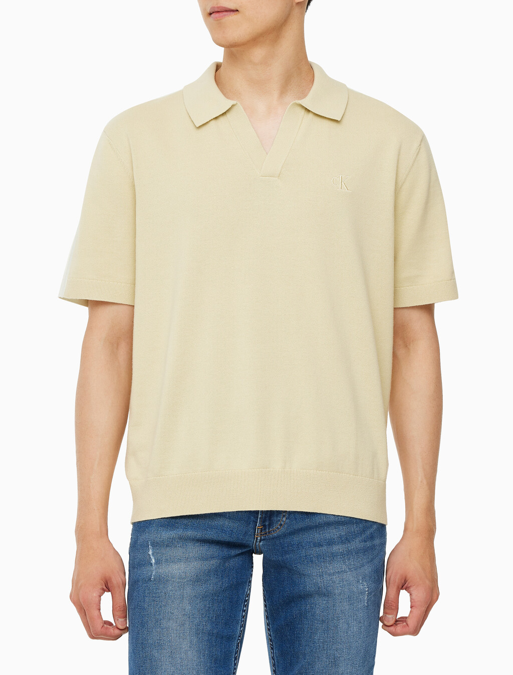 Buy 남성 토널 블로킹 폴로 반팔 티셔츠 in color GREEN