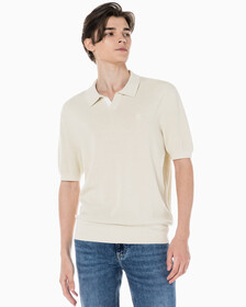 Buy 남성 엠브로이더리 로고 폴로 반팔 스웨터 in color BLUR FLORAL_BLACK