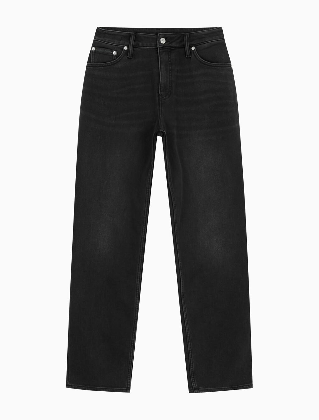Buy 여성 90's 스트레이트핏 블랙 기모 데님 in color WASHED BLACK LOGO LACE