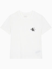 Buy 여성 스몰 모노그램 모던 스트레이트핏 반팔 티셔츠 in color BRIGHT WHITE