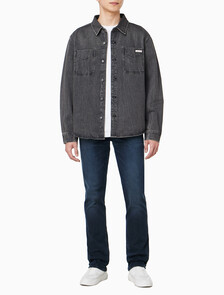 Buy 남성 오버핏 블랙 워시 데님 셔츠 in color BLACK FOG