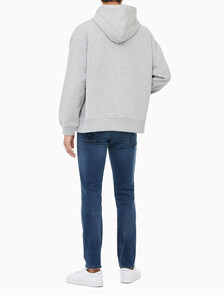 Buy 남성 아카이브 릴렉스핏 CK 스몰 로고 기모 후디 in color GREY HEATHER