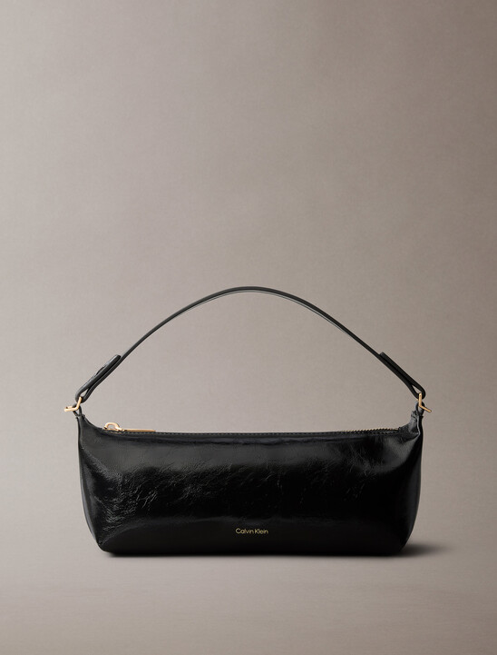 여성 엠보스드 로고 포일 글로시 콘브 백