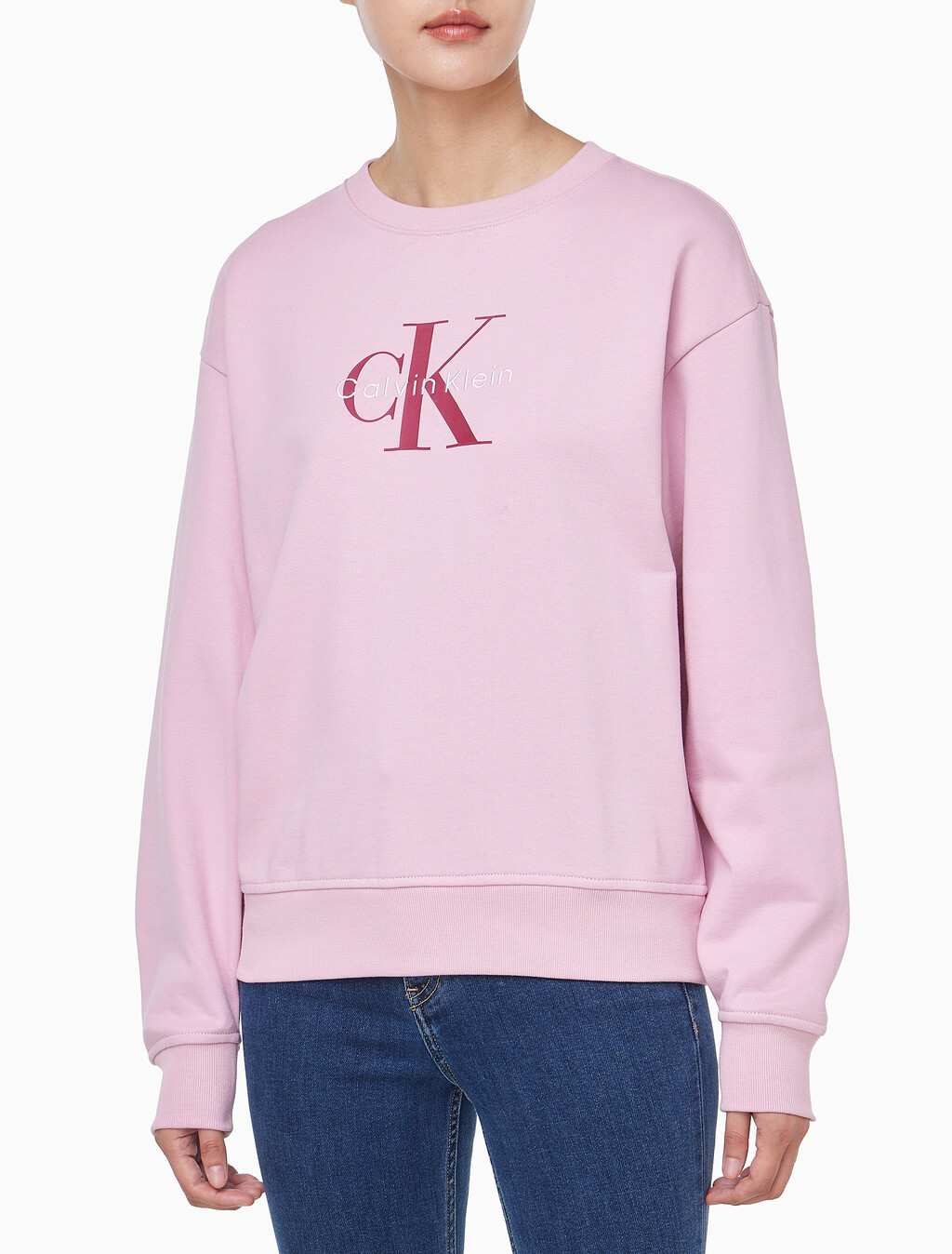 Buy 여성 모노로고 프렌치테리 릴렉스핏 스웻셔츠 in color Pink