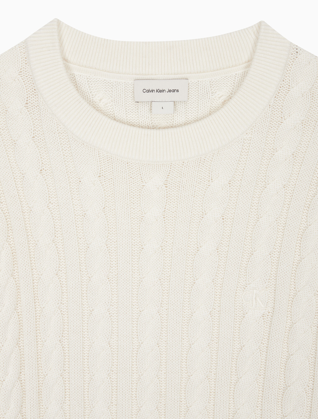 Buy 남성 케이블 크루넥 스웨터 in color WHITE