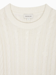 Buy 남성 케이블 크루넥 스웨터 in color WHITE